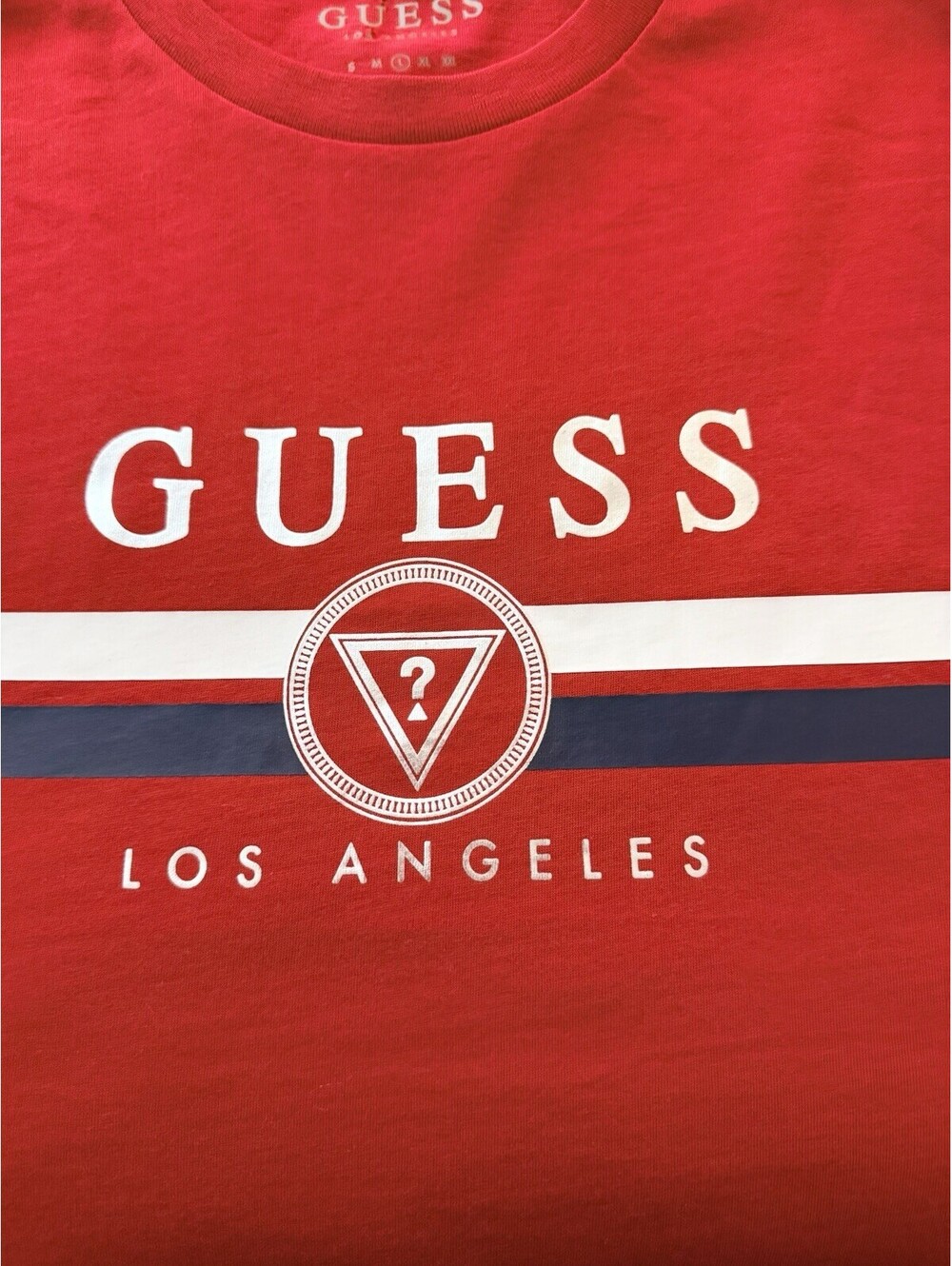 GUESS Men’s Logo T Shirt Red Graphic Tee Cotton Crew Neck Size L New - Picture 7 of 9